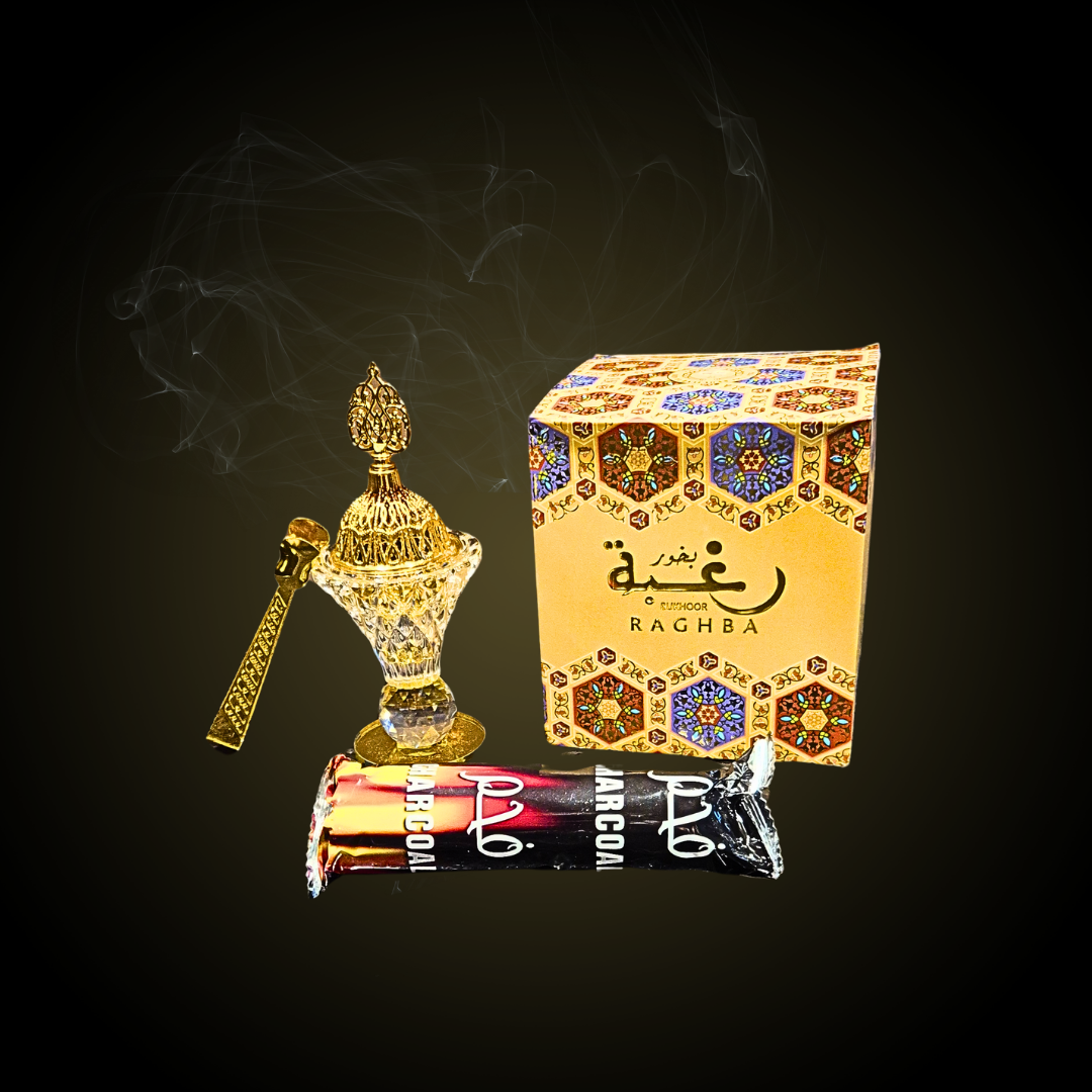 Raghba Luxus Räucher-Set (80g) – Orientalischer Duft + Zubehör